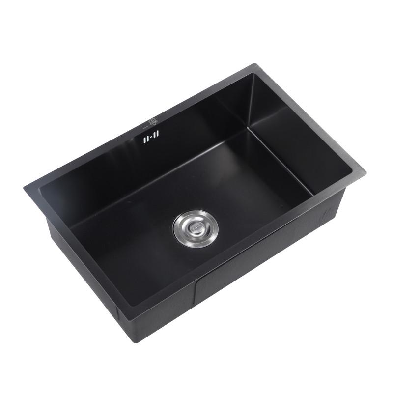 黑色纳米水槽单槽304不锈钢大单槽厨房洗菜盆洗碗槽嵌入式台下盆