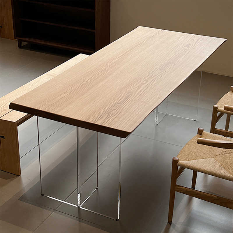 白蜡木实木书桌原木大板升降桌面台面茶桌榆木餐桌松木莫比恩定制