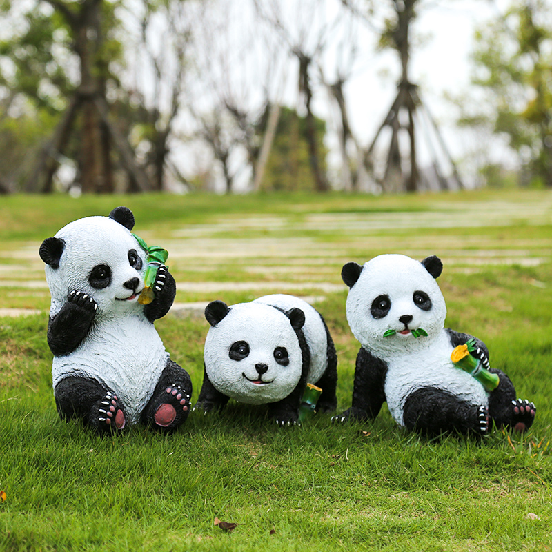 推荐熊猫雕塑创意摆件户外花园庭院仿真动物玻璃钢装饰公园草坪别