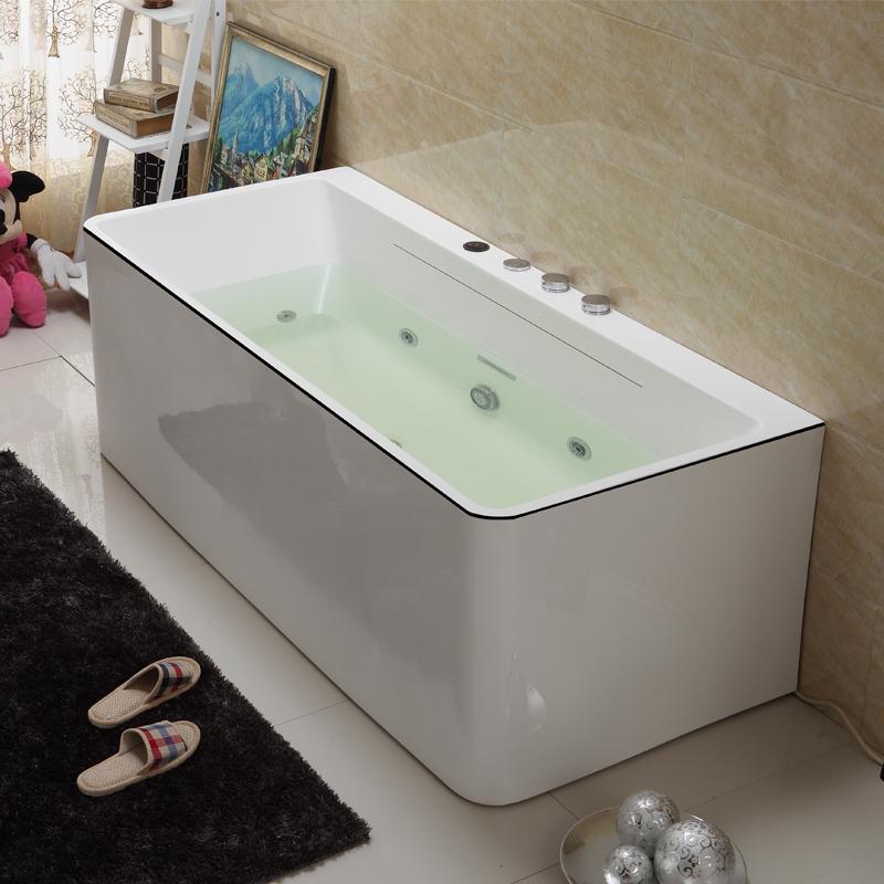 小户型家用浴缸亚克力单人长方型浴缸家用小尺寸日式创意彩色浴缸