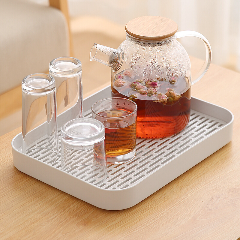 双层托盘厨房收纳碗筷沥水盘子架家用茶盘具耐高温塑料加厚杯子架