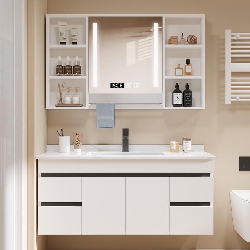 浴室柜现代组合岩板台面陶瓷智能卫生间实木卫浴洗手脸盆洗漱台面