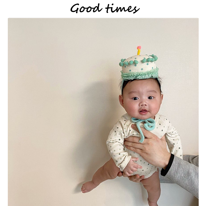 好萌的宝宝生日帽~韩风儿童过生日蛋糕帽子拍照上镜红色绿色