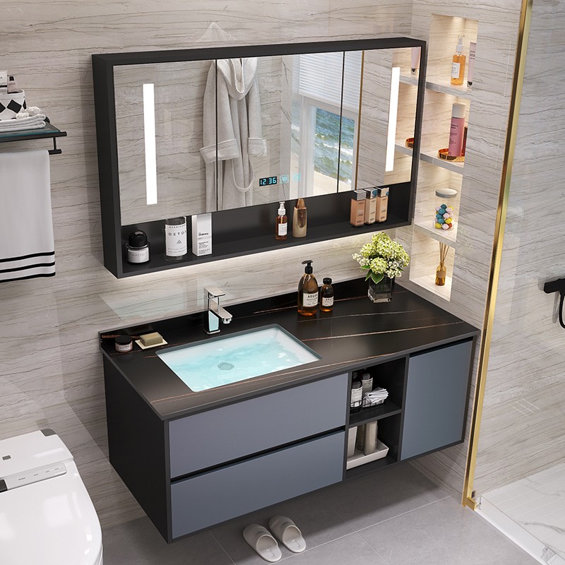 品牌浴室柜简约现代岩板智能挂墙式洗脸盆洗手台卫生间卫浴柜组合