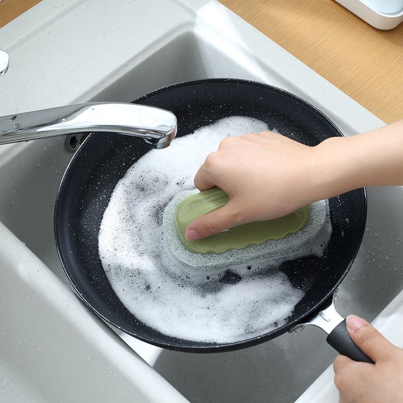 厨房清洁刷锅强力去污带手柄海绵块清洗神器浴室浴缸瓷砖擦海绵擦