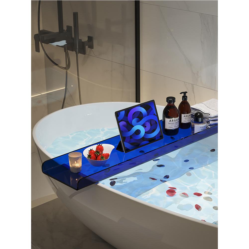 亚克力网红浴缸置物架手机收纳架子透明支架卫生间浴盆托盘