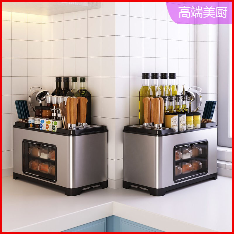 日式不锈钢多功能新款厨房台面收纳调味料置物架刀架筷子沥水架子