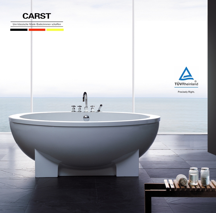 德国CARST卫浴独立式浴缸亚克力1米5 8圆形浴盆冲浪气泡按摩日式
