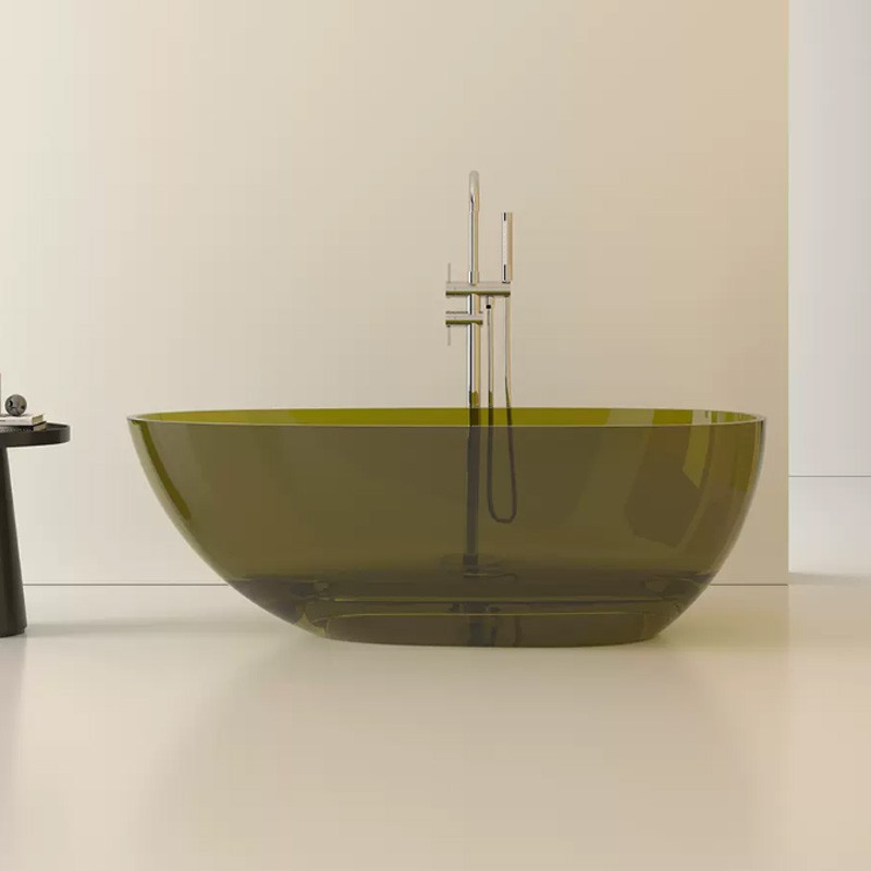 透明彩色水晶网红独立式人造石浴缸情侣家用小户型独立浴盆