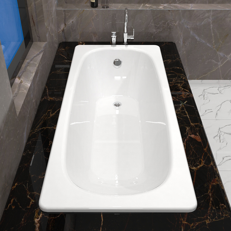 搪瓷单人浴盆卫生间方形成人铸铁浴缸家用小户型嵌入式陶瓷贝格莱