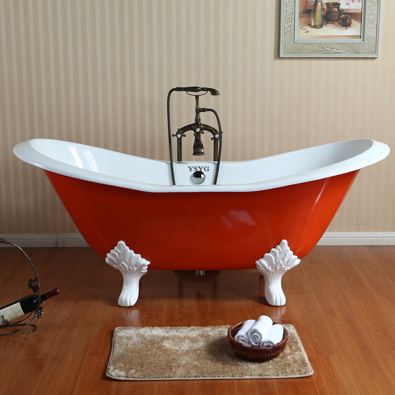 网红独立式铸铁搪瓷浴缸水疗香薰花瓣泡泡浴1.5米1.7米1.8洗澡池