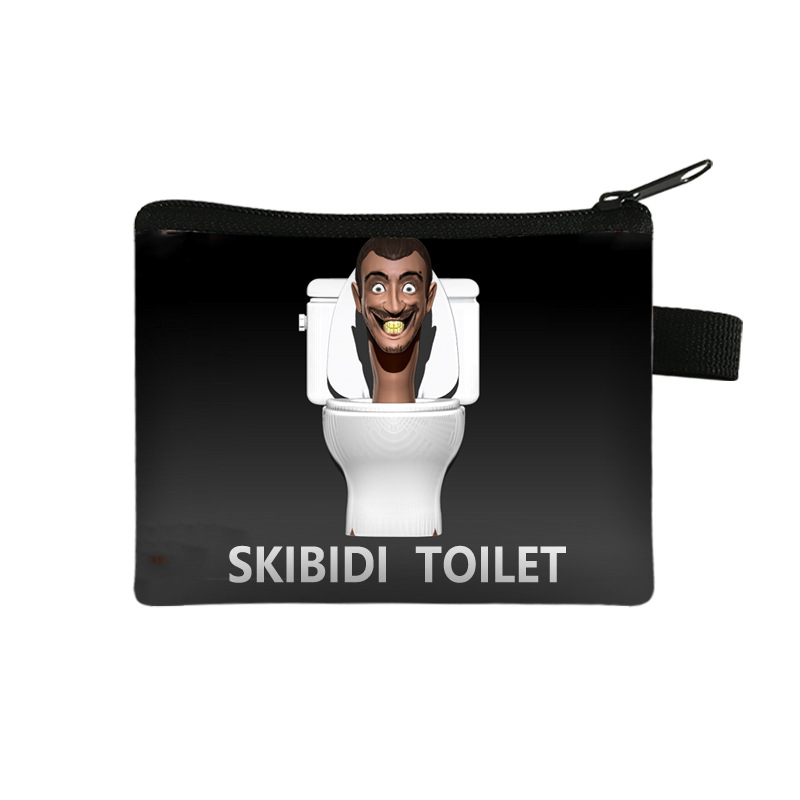 跨境新款 skibidi toilet plush恶搞马桶人儿童零钱包涤纶小包