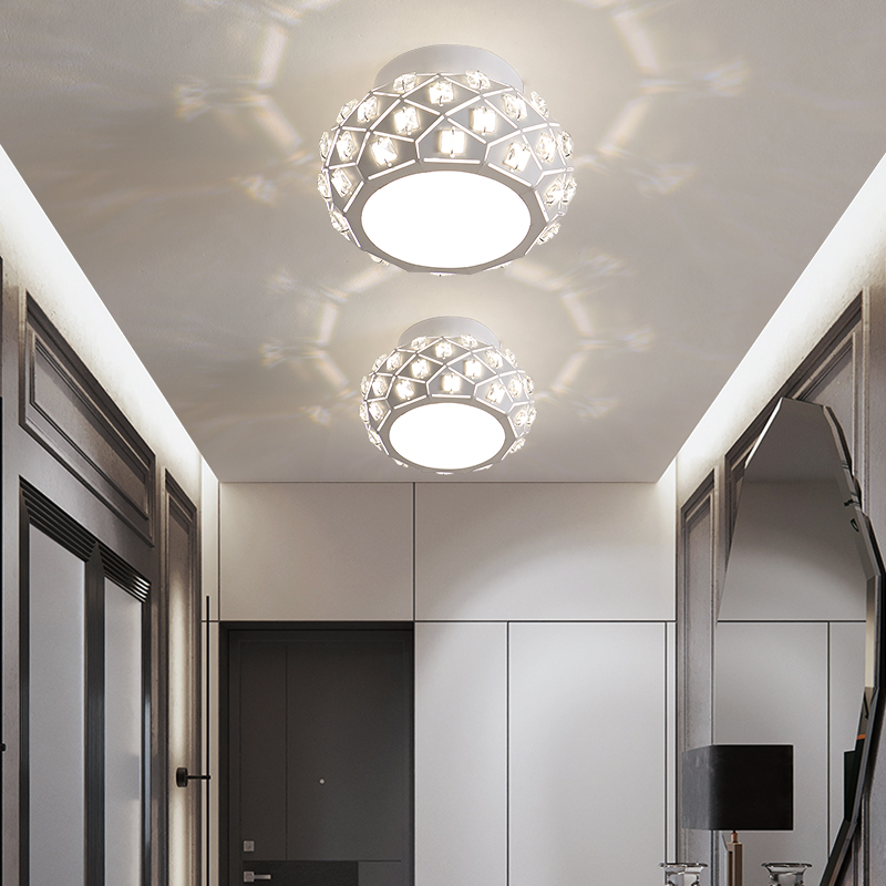 现代简约LED过道灯走廊灯玄关灯吸顶北欧创意个性水晶灯入户筒灯