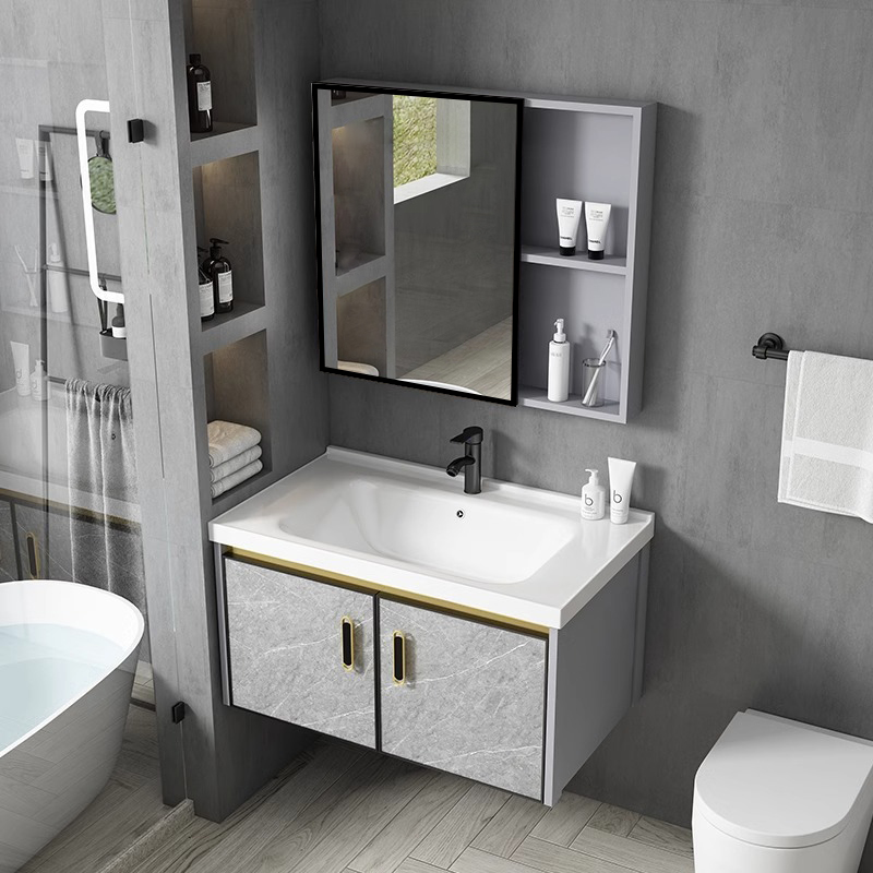 太空铝现代浴室柜组合小户型卫生间洗手盆洗漱台卫浴一体洗脸盆池