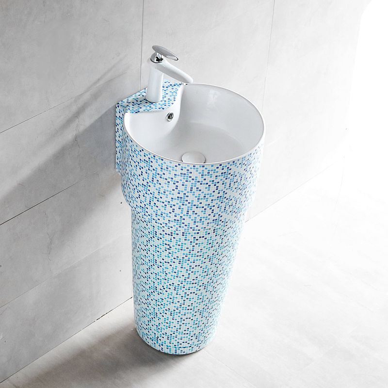 创意艺术简约立柱盆卫生间个性立式洗脸盆落地式一体阳台小洗手池