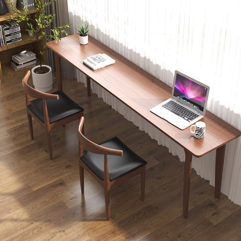 原木书桌北欧全实木长条桌卧室窗边桌靠墙设计师工作台家用电脑桌