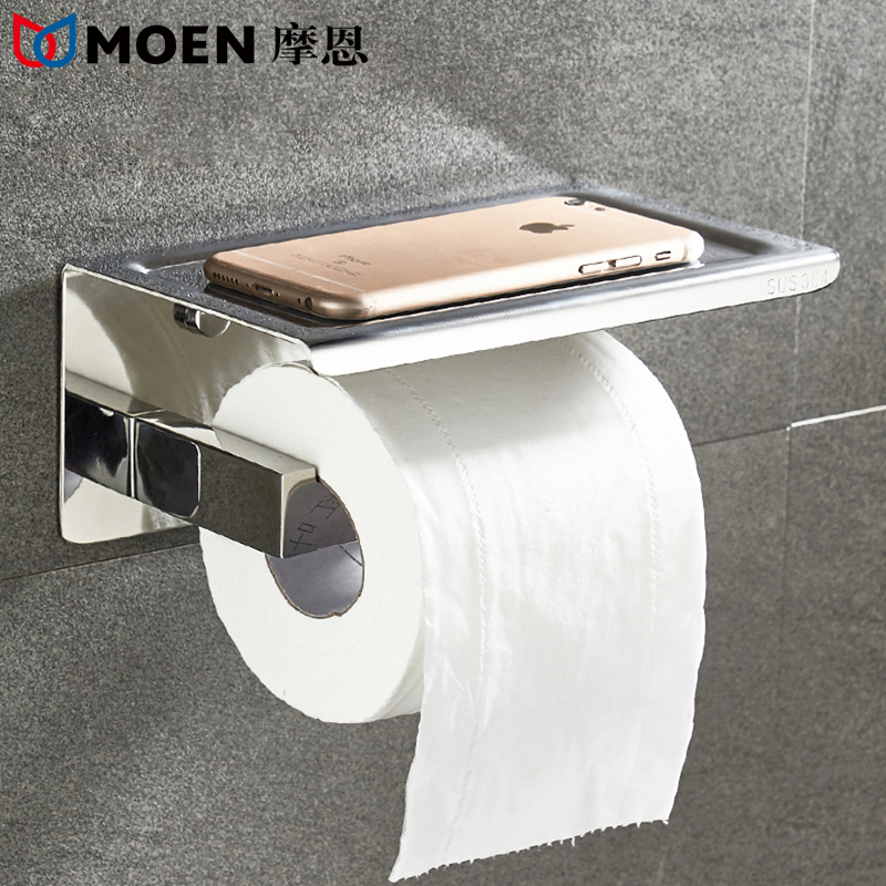 304不锈钢纸巾架卫生间手机置物架纸巾盒洗手间厕所卷纸架
