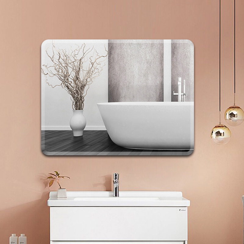 浴室镜子贴墙自粘卫生间洗手间厕所卫浴壁挂免打孔化妆玻璃挂墙式