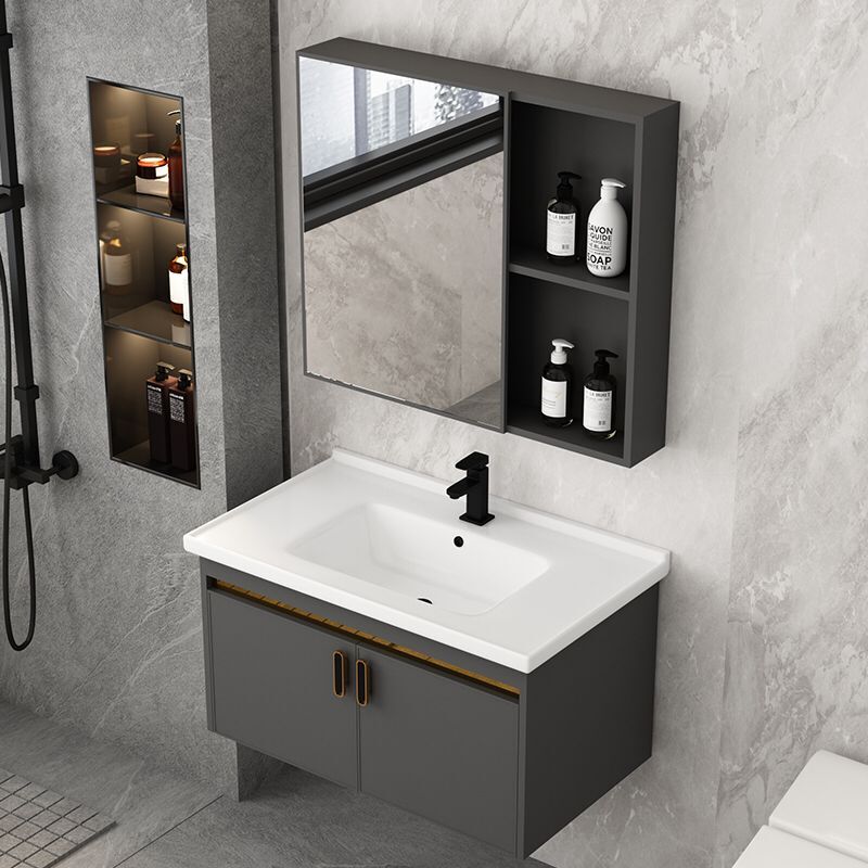 卫生间挂墙式洗手盆岩板浴室柜组合现代简约太空铝洗漱台洗脸盆