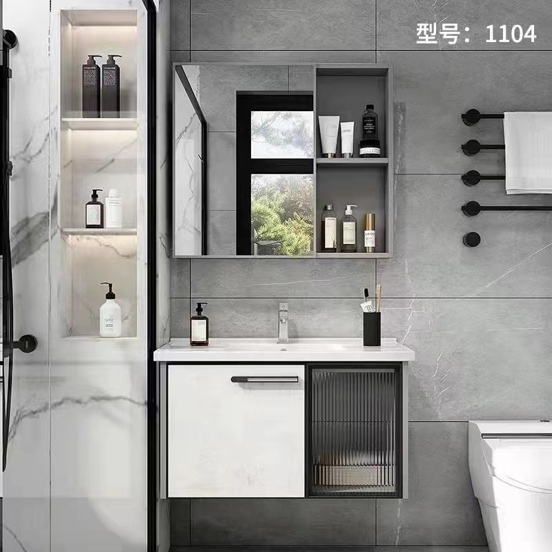 青岛浴室柜洗手盆铝柜吊柜上门配送安装60708090厘米组合洗浴室柜