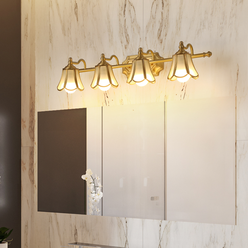 全铜led镜前灯卫生间镜子上面的灯卫浴室化妆灯金色轻奢欧式美式