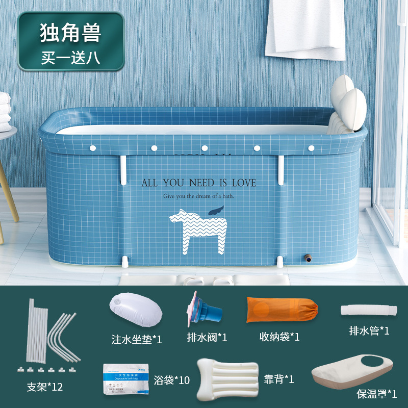 新款泡澡桶可折叠长方形浴盆折叠洗澡沐浴桶成人汗蒸浴缸家用保温