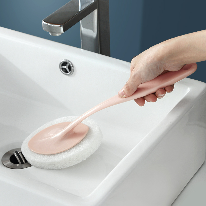 长柄海绵刷卫生间瓷砖地板清洁刷浴室浴缸刷海绵擦可替换换刷头
