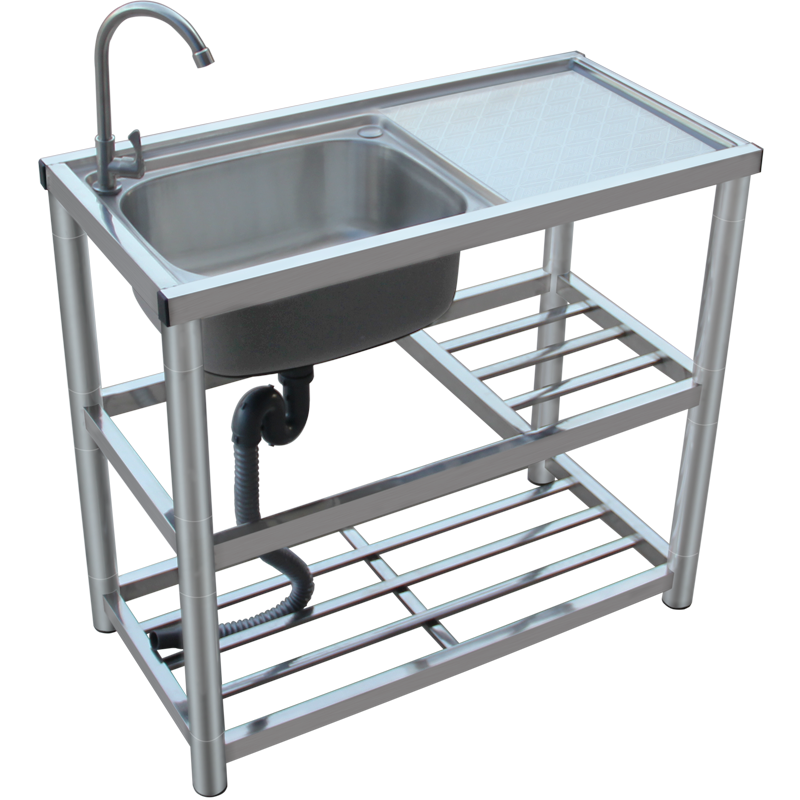 加厚304不锈钢水槽单槽带支架 厨房洗菜盆洗碗池水盆家用商用