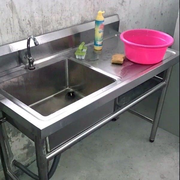 水槽平台洗碗切菜带不锈钢商用支架洗菜盆洗手池厨房一体洗脸盆台