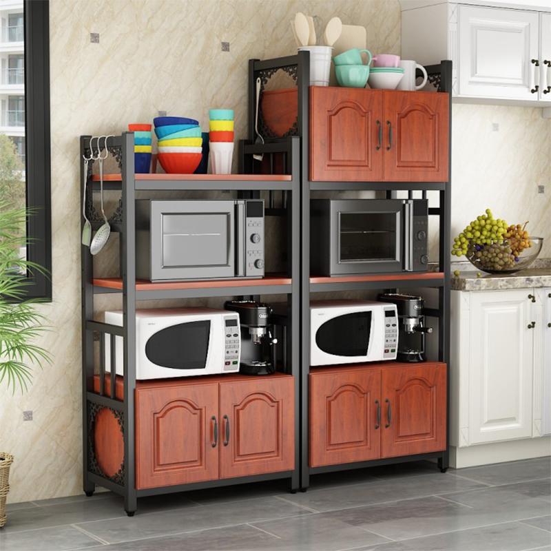 厨房置物架落地式微波炉储物架电烤箱收纳架子餐边柜多层橱柜欧式
