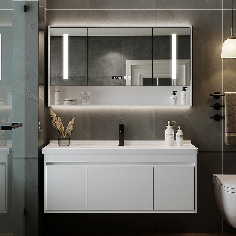 北欧风浴室柜组合现代简约卫生间洗脸盆洗手洗漱台一体陶瓷盆镜柜