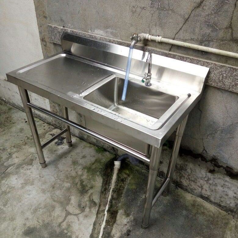 不锈钢水槽带支架洗碗一体商用洗脸盆切菜台厨房洗菜盆洗手池平台