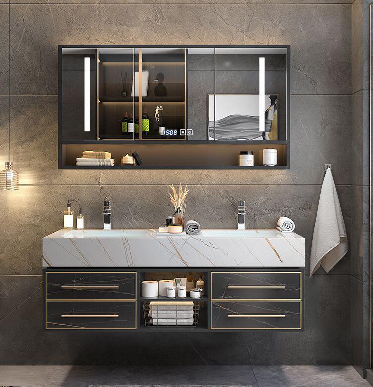 凸凸（TUTU）卫浴轻奢实木岩板浴室柜智能镜柜组合现代一体台盆卫