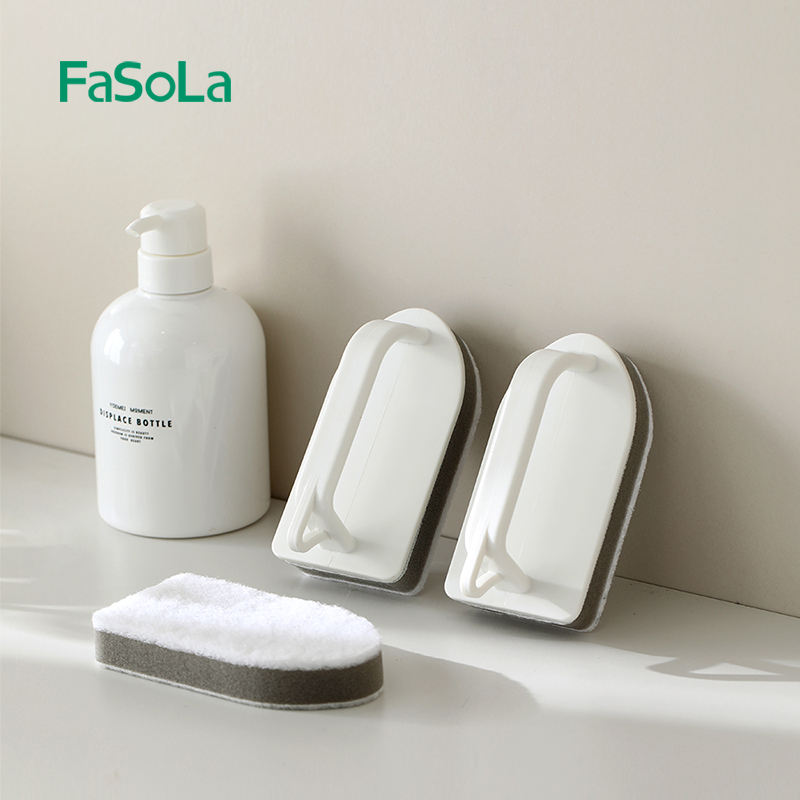 FaSoLa浴室清洁刷带手柄卫生间浴缸瓷砖刷厨房家用去污海绵清洁擦