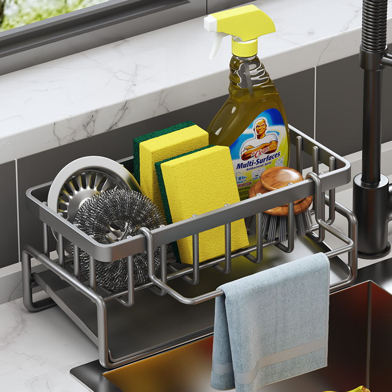 厨房置物架家用沥水架洗菜池水槽架抹布架海绵钢丝球百洁布收纳架