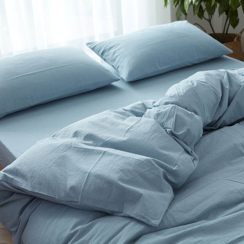 日式纯色水洗棉床单单件全棉纯棉被套单人双人宿舍床笠1.5/1.8米