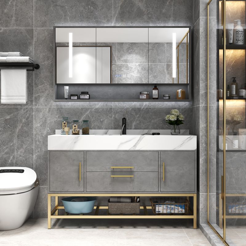 大理石浴室柜组合免漆实木智能镜现代简约卫生间台盆洗手洗脸盆柜