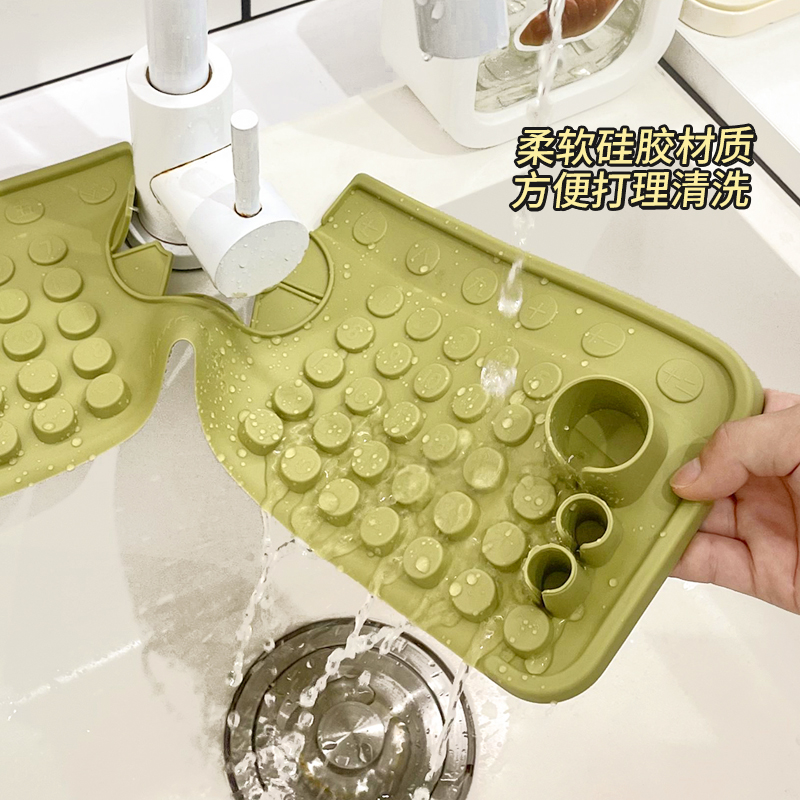 硅藻泥吸水垫洗手台水龙头浴室厨房台面水池防溅水窄沥水垫置物架