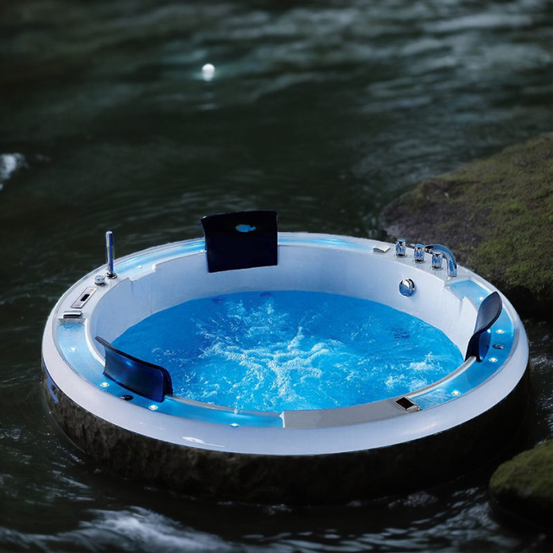 亚克力嵌入式瀑布情侣压克力冲浪按摩1.6 1.8 浴缸恒温加热泡池
