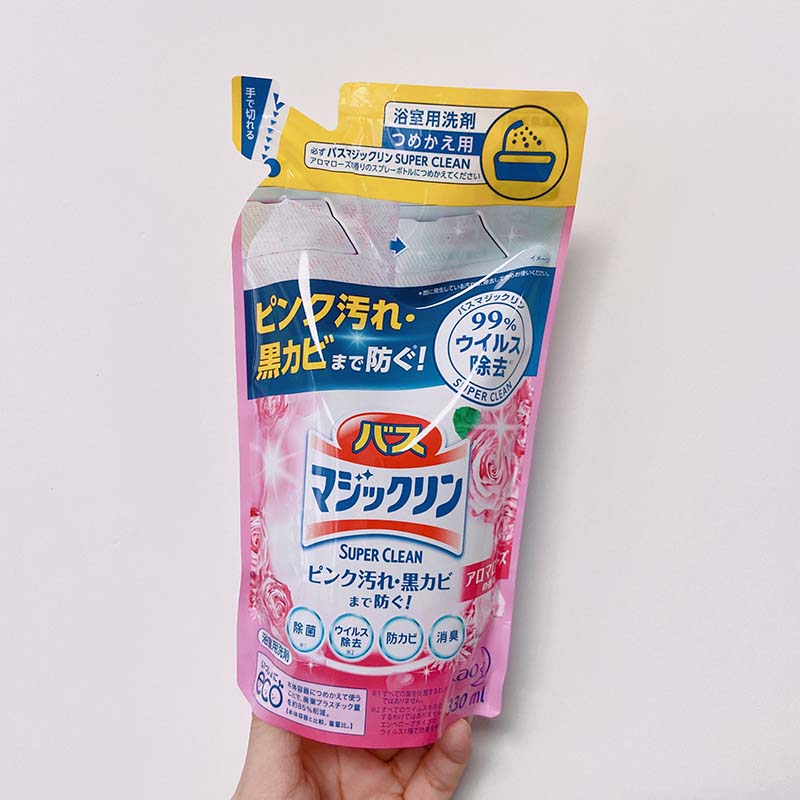 日本进口KAO花王浴室瓷砖浴缸多用途去水垢清洁剂替换装玫瑰香
