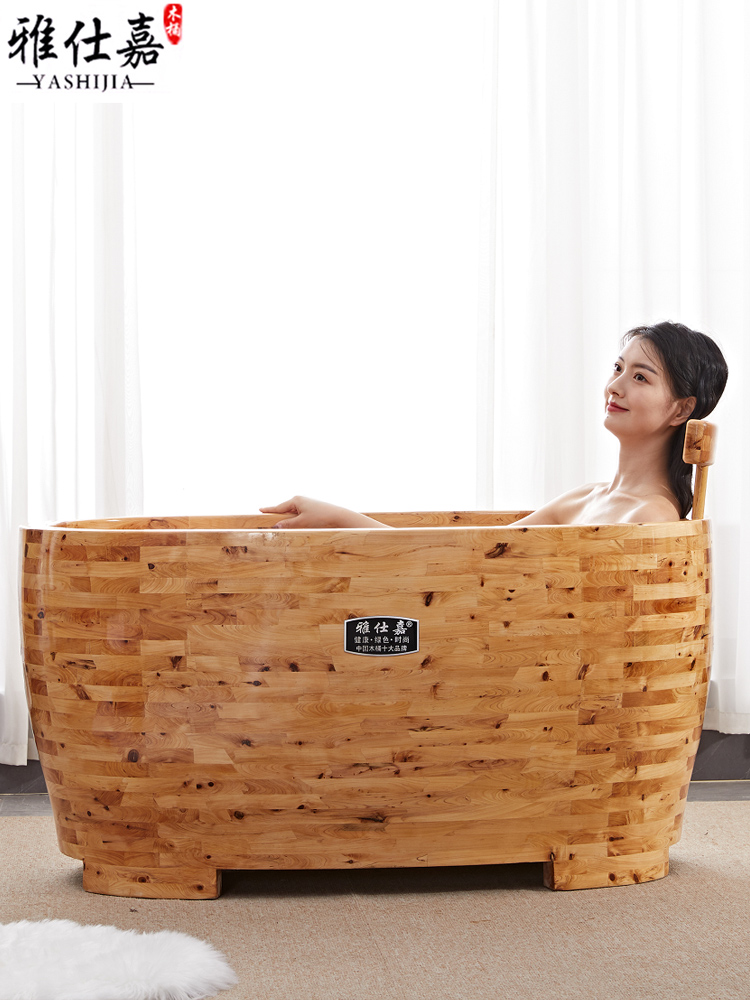 橡木成人木质洗澡桶浴缸加厚沐浴桶加热泡澡木桶家用坐浴盆
