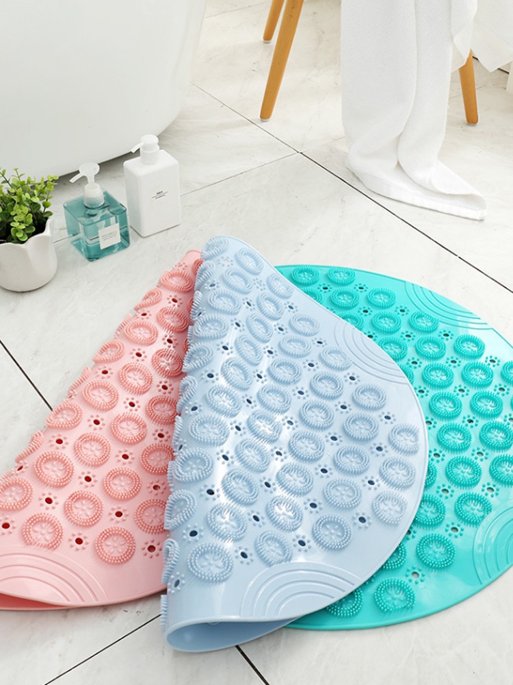 吸盘按摩垫新款环保PVC圆形浴室防滑垫家用淋浴房疏水吸盘垫卫浴