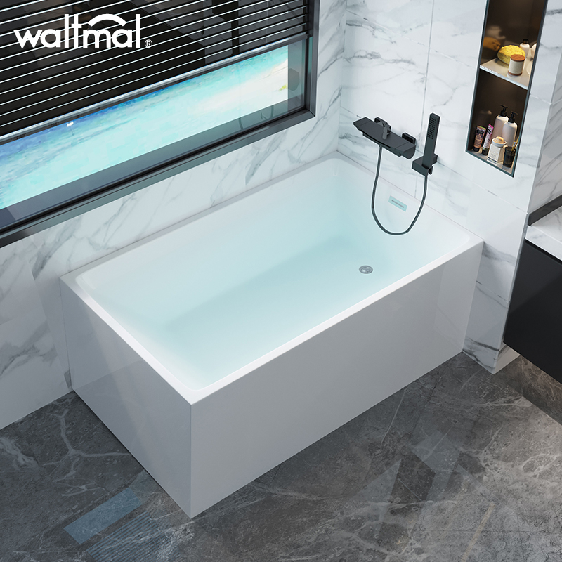 沃特玛小户型亚克力独立式浴缸家用成人日式方形迷你浴盆1.1-1.3m
