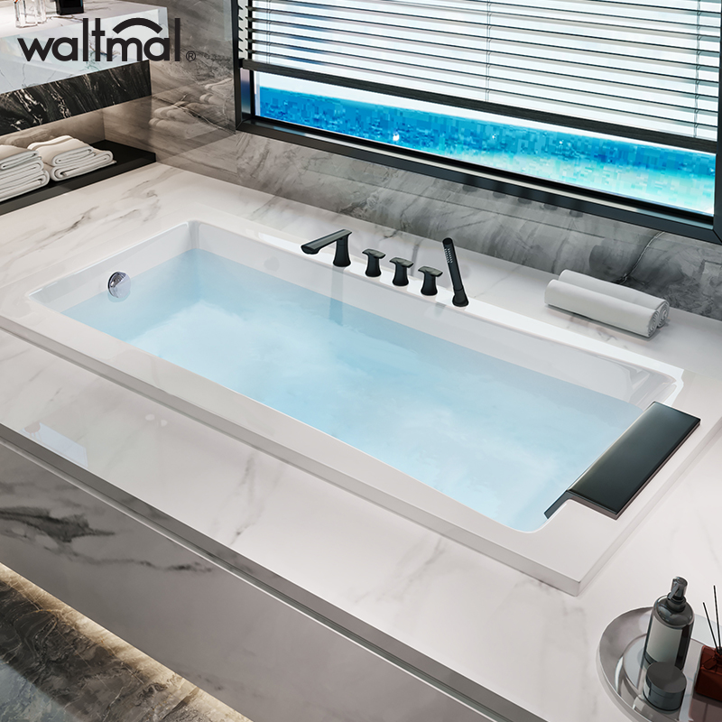 沃特玛嵌入式亚克力浴缸家用成人冲浪按摩恒温方形浴盆1.4 -1.7米