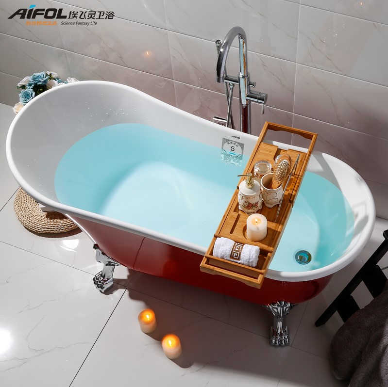 埃飞灵亚克力贵妃浴缸独立欧式美式贵妃缸家用成人小户型复古浴盆