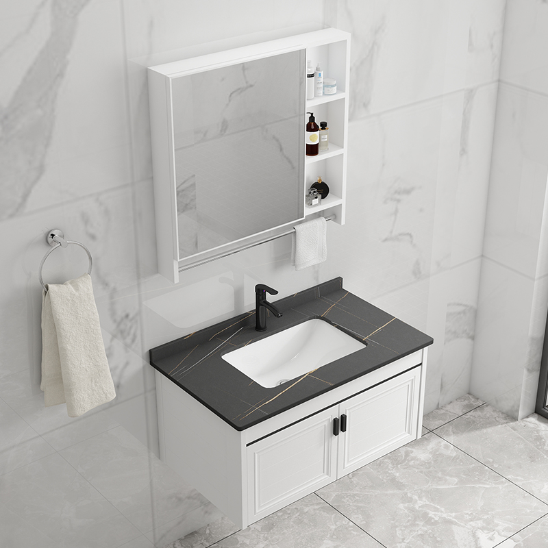 轻奢岩板浴室柜组合太空铝现代简约洗手盆洗脸盆卫生间洗漱台面盆