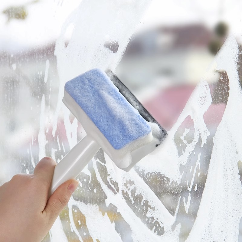 日本进口双面清洁刷玻璃刮墙面瓷砖浴室地板除垢小刷子浴缸海绵擦