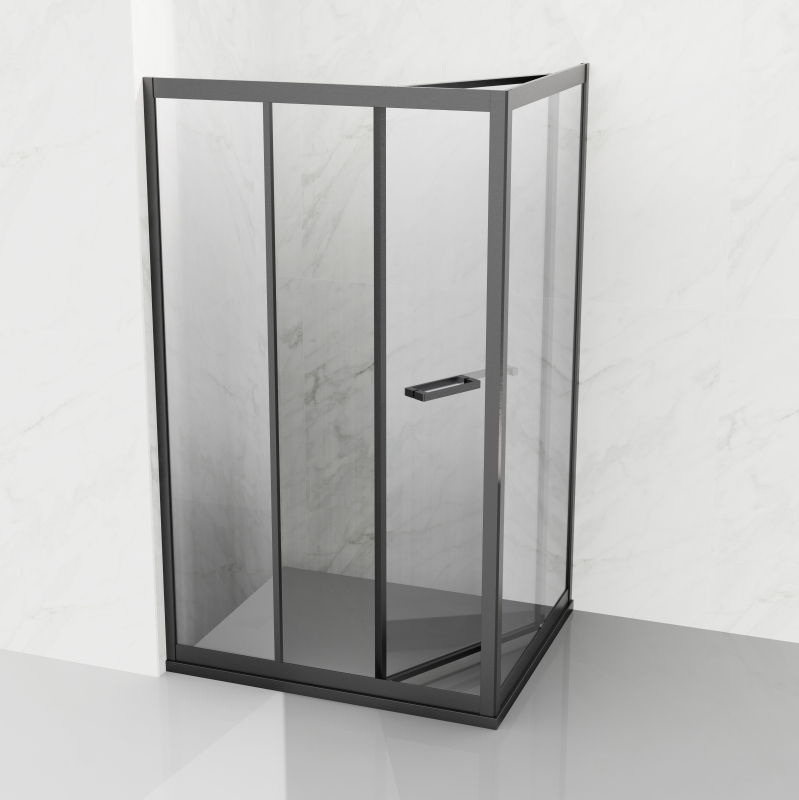 全包框不锈钢折叠门方形L型淋浴房钢化玻璃隔断浴屏浴室单面简易