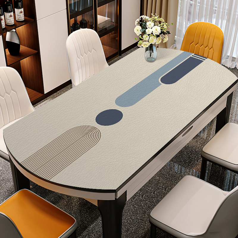岩板餐桌防水桌布防油防烫免洗高级防滑硅胶椭圆形可折叠圆桌桌垫