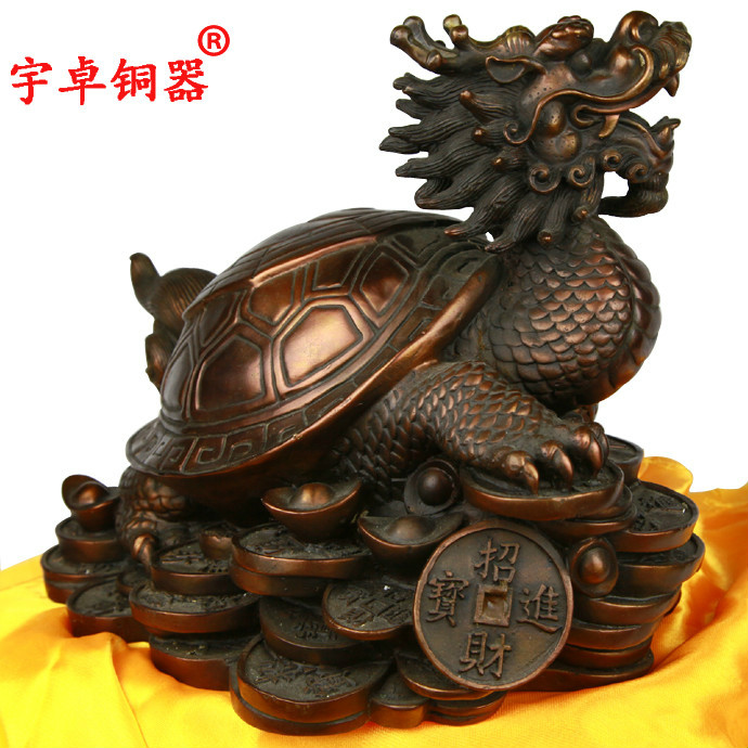宇卓铜器 纯铜龙龟八卦龙头龟工艺品摆件黄铜龙龟